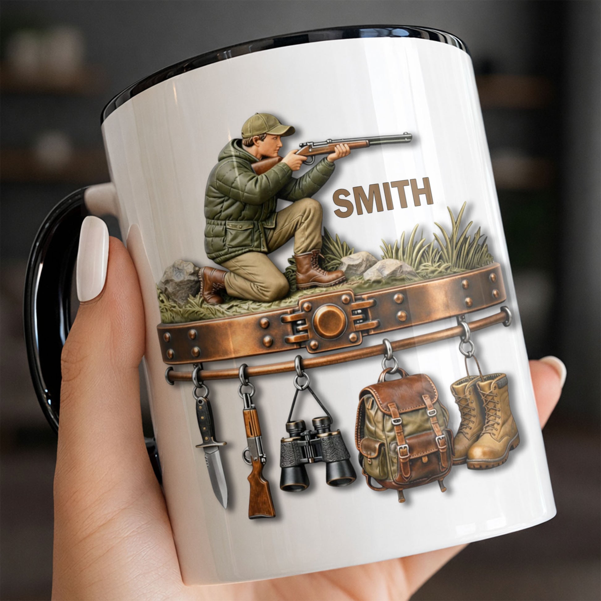 Born To Hunt With Gear Rack Rifle Binoculars And Backpack