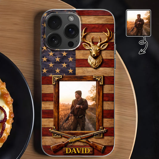 A Hunter's Pride American Flag Deer Head And Rifles