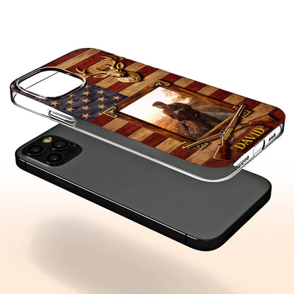 A Hunter's Pride American Flag Deer Head And Rifles