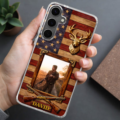 A Hunter's Pride American Flag Deer Head And Rifles