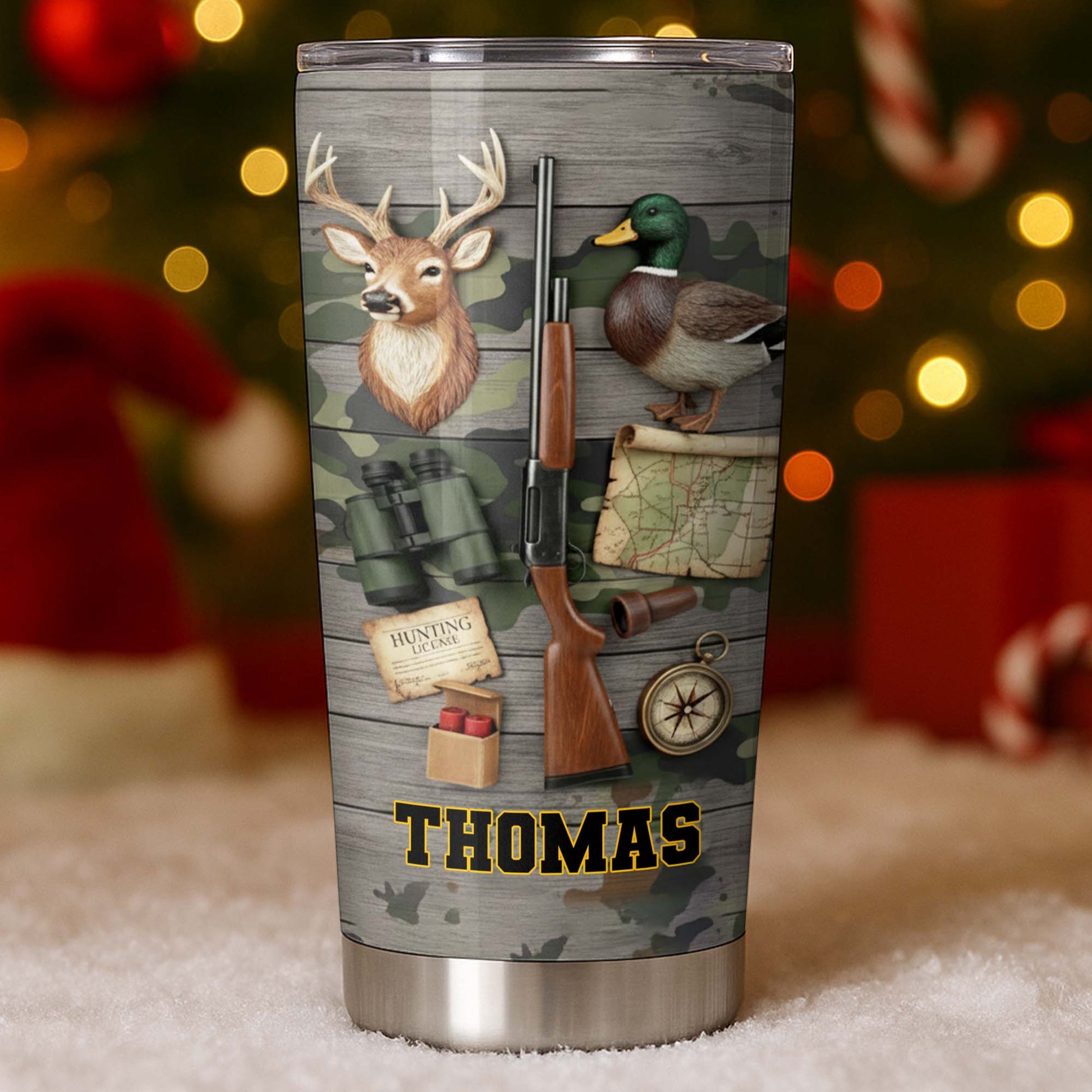 Hunting License Gear And Trophies With Deer And Duck