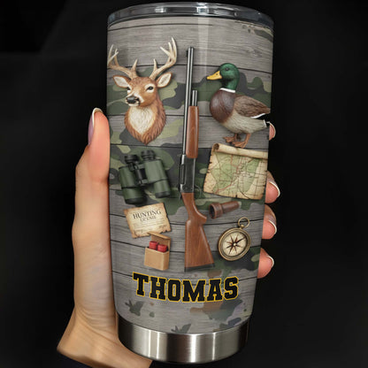 Hunting License Gear And Trophies With Deer And Duck