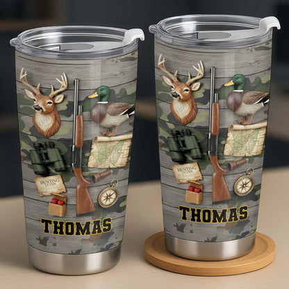 Hunting License Gear And Trophies With Deer And Duck