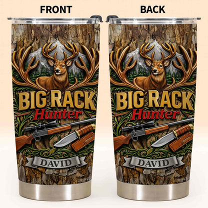 Big Rack Hunter Deer Antlers With Rifle And Hunting Knife - Personalized Custom Stainless Steel Tumbler 20oz 30oz - HTG019_TB