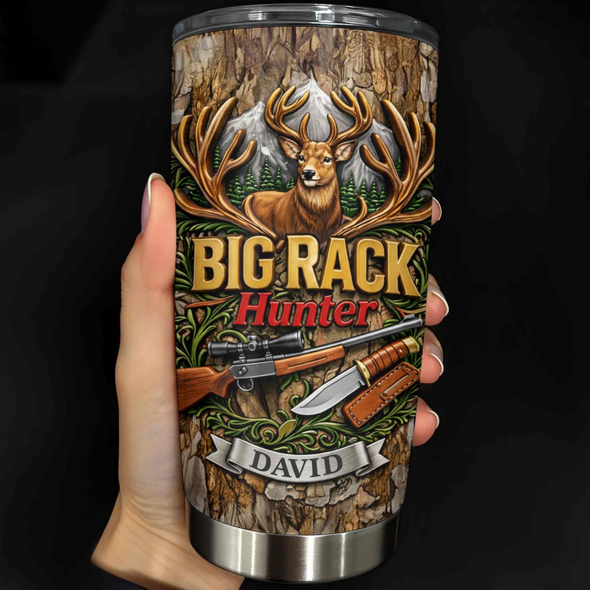 Big Rack Hunter, Personalized Tumbler, Gift For Dad and Hunting Lovers ...