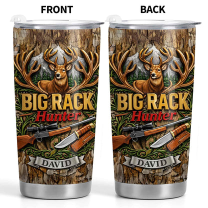 Big Rack Hunter Deer Antlers With Rifle And Hunting Knife - Personalized Custom Stainless Steel Tumbler 20oz 30oz - HTG019_TB