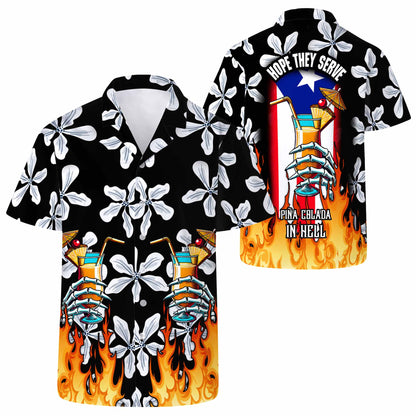 Espero que sirvan Piña Colada en el infierno - Camisa hawaiana unisex personalizada - HW_MX17