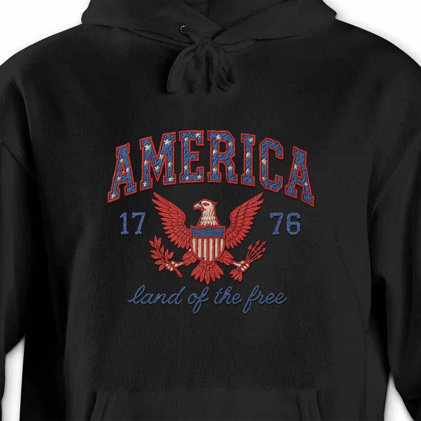 America 1776 Land Of The Free With Eagle And Laurel Wreath