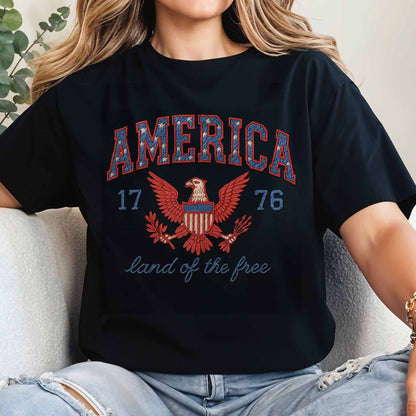 America 1776 Land Of The Free With Eagle And Laurel Wreath