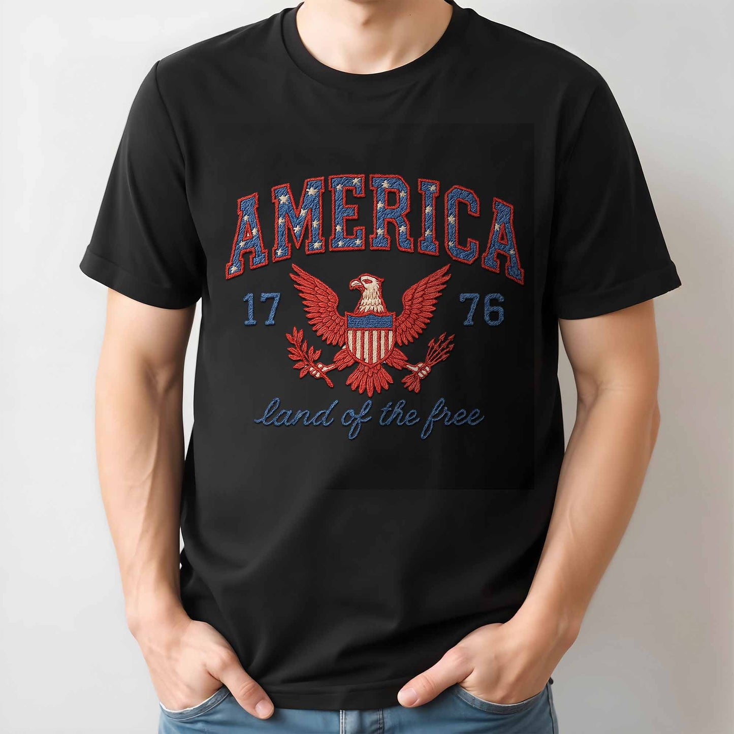 America 1776 Land Of The Free With Eagle And Laurel Wreath