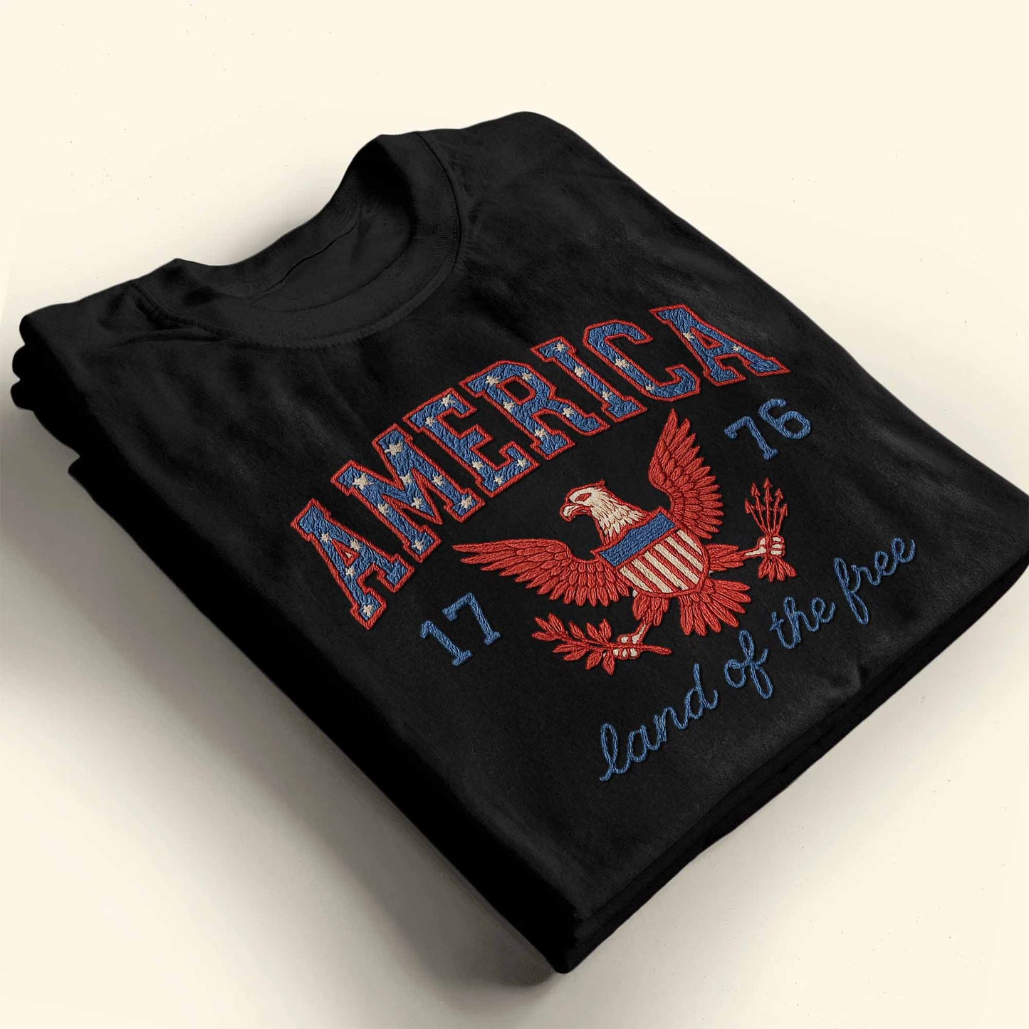 America 1776 Land Of The Free With Eagle And Laurel Wreath