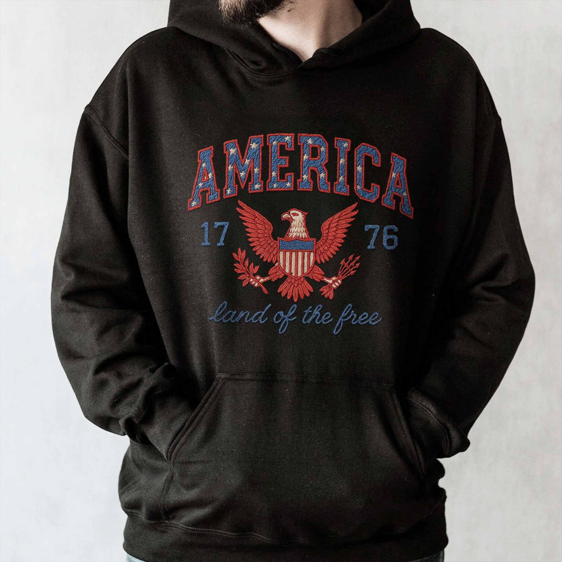 America 1776 Land Of The Free With Eagle And Laurel Wreath