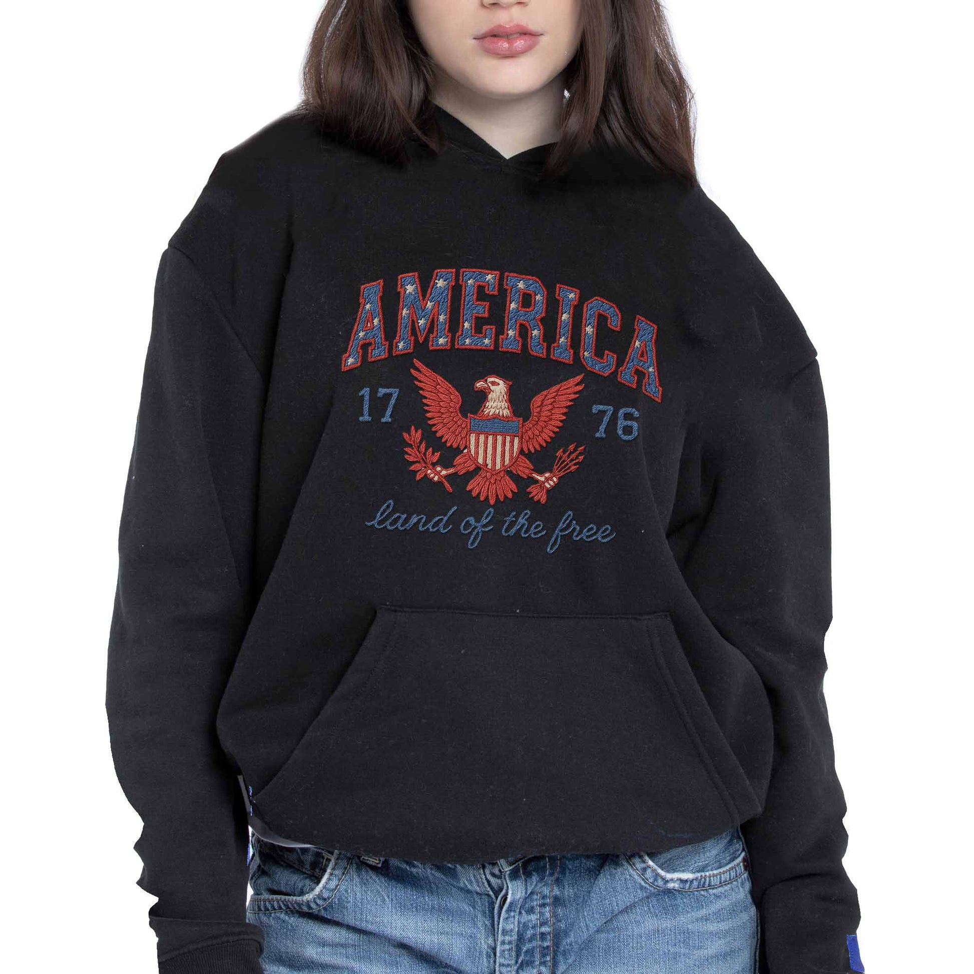 America 1776 Land Of The Free With Eagle And Laurel Wreath