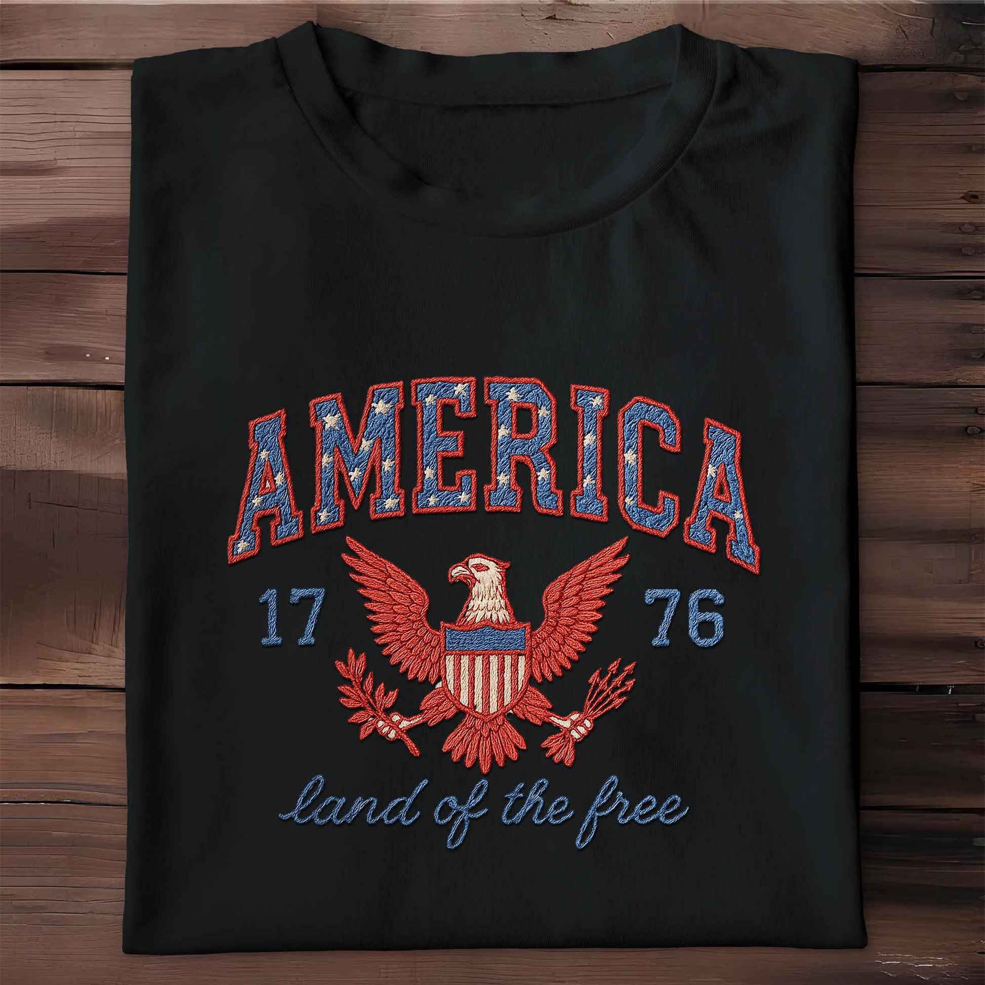 America 1776 Land Of The Free With Eagle And Laurel Wreath