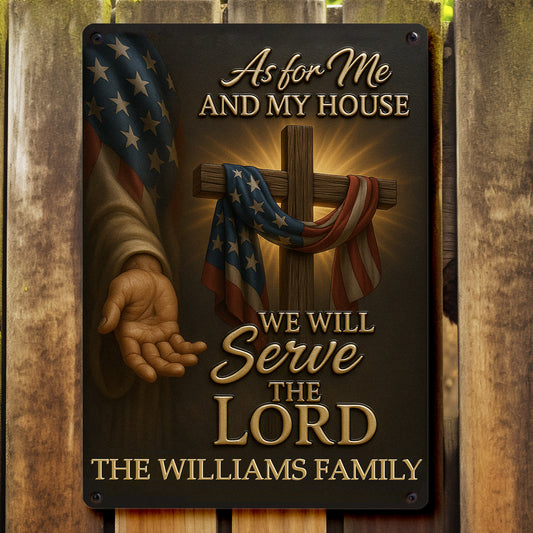 As for Me and My House We Will Serve the Lord, Cross and American Flag