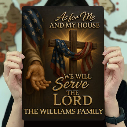 As for Me and My House We Will Serve the Lord, Cross and American Flag