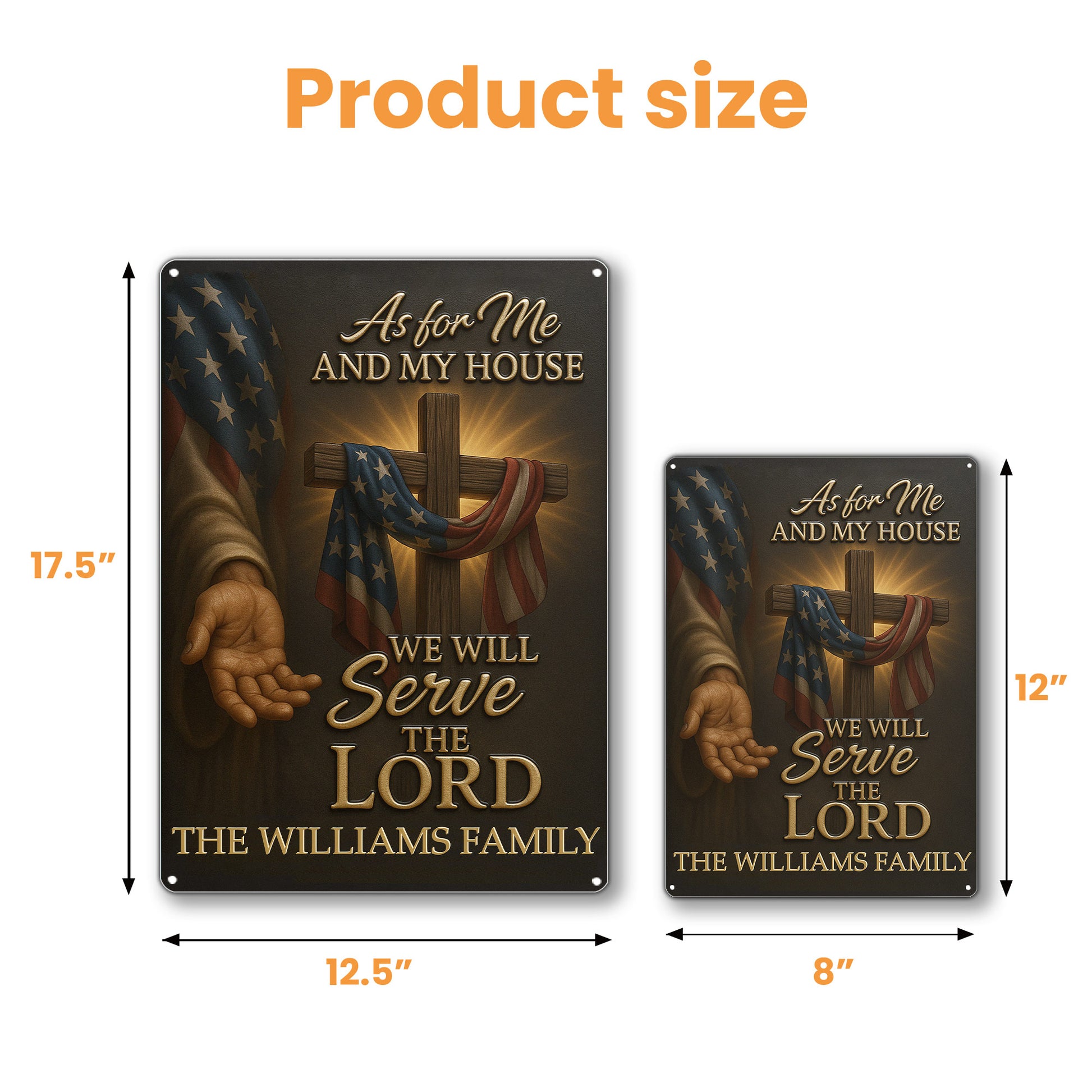 As for Me and My House We Will Serve the Lord, Cross and American Flag