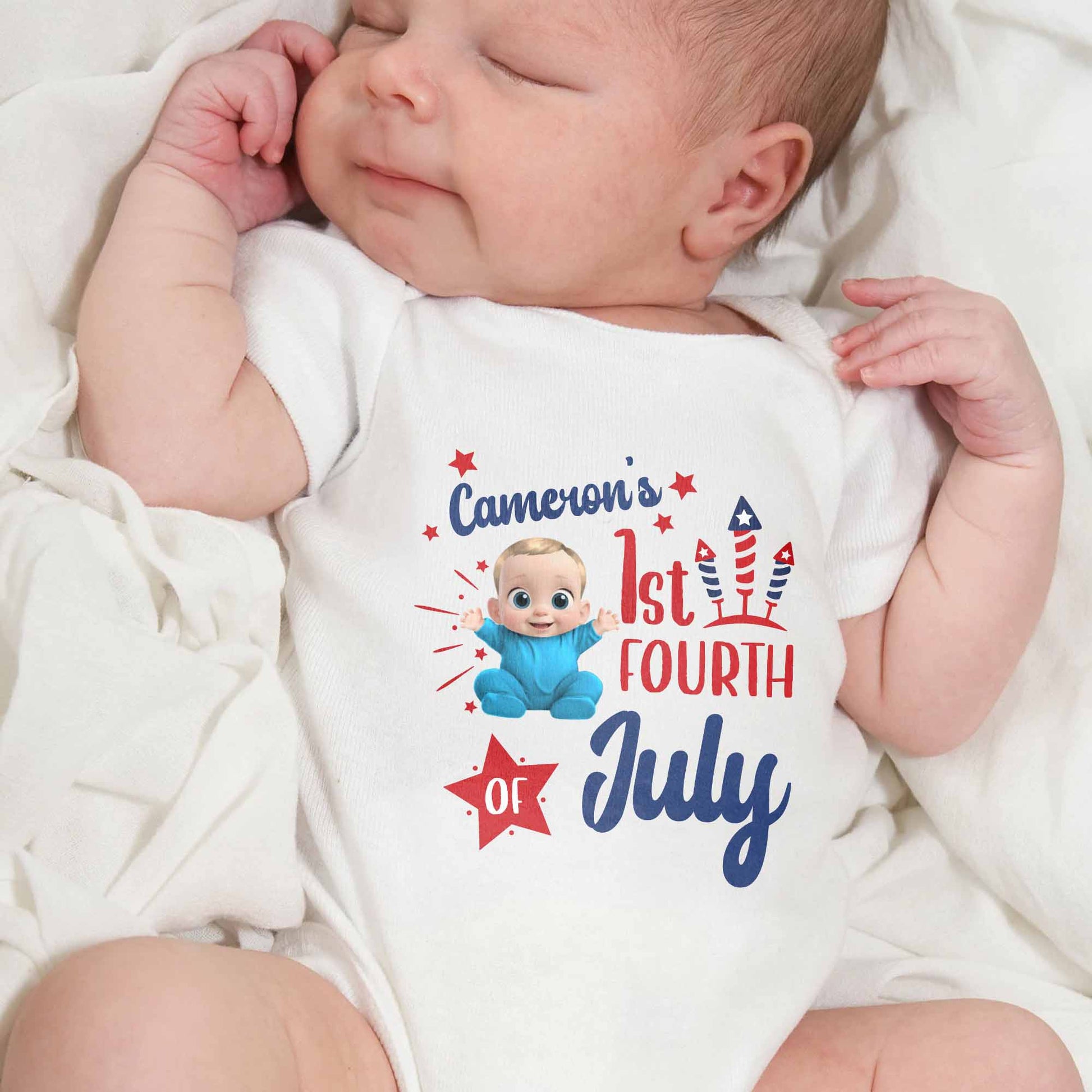 Cameron's 1st Fourth Of July, Baby, Fireworks, Stars