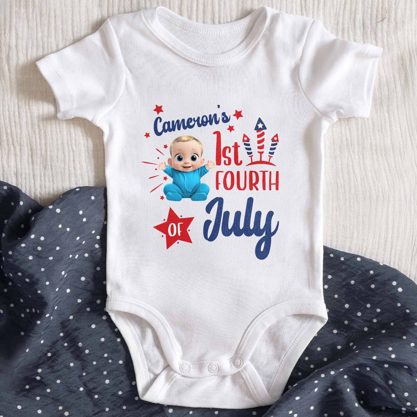 Cameron's 1st Fourth Of July, Baby, Fireworks, Stars