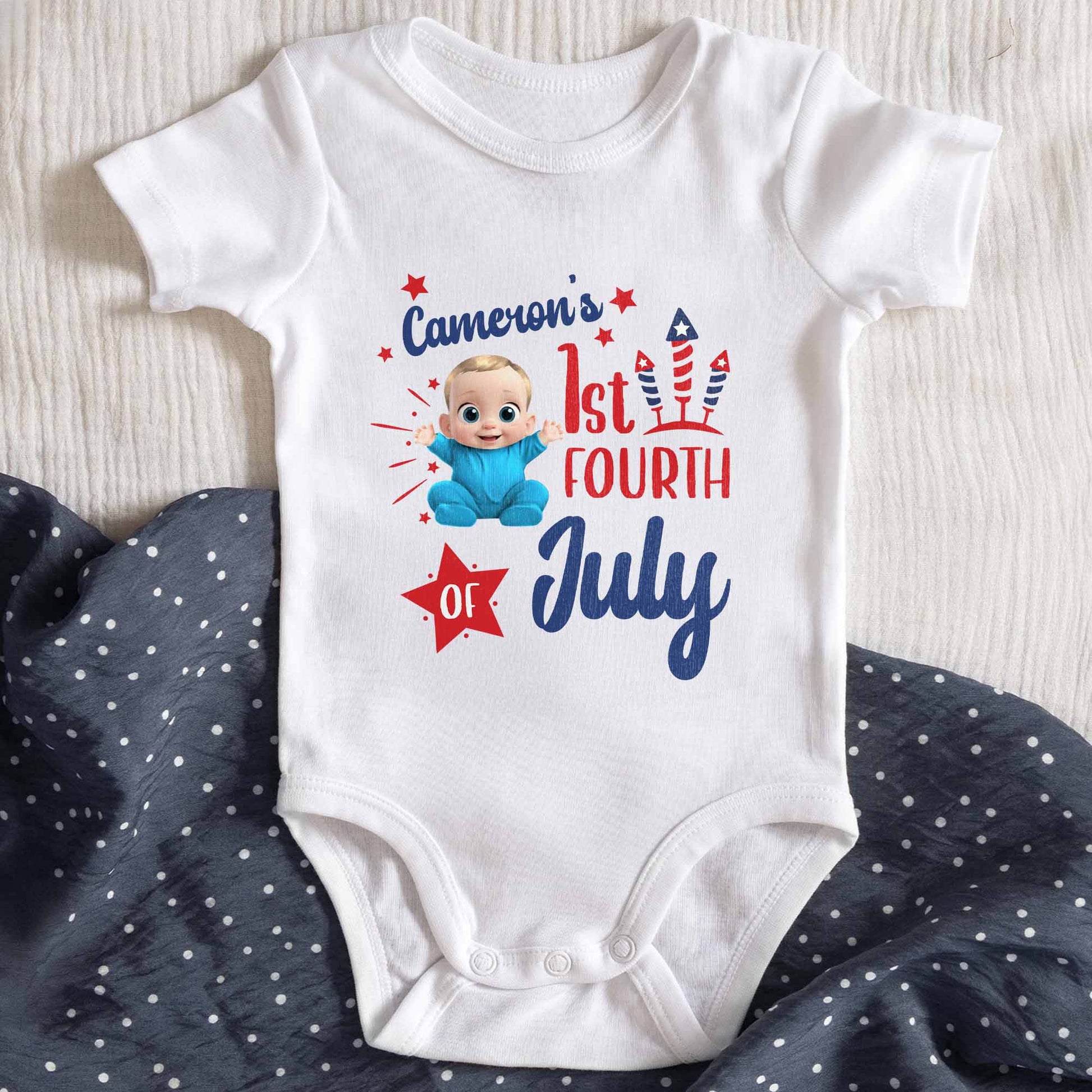 Cameron's 1st Fourth Of July, Baby, Fireworks, Stars