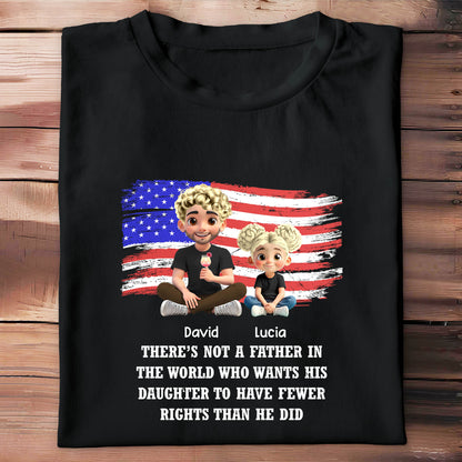 Caring Father And Daughter With American Flag