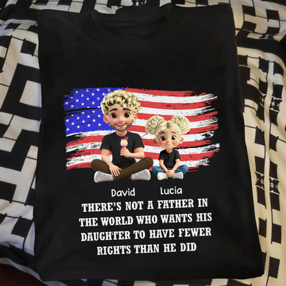 Caring Father And Daughter With American Flag