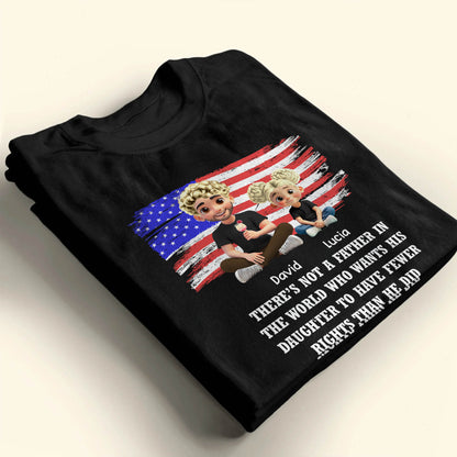 Caring Father And Daughter With American Flag