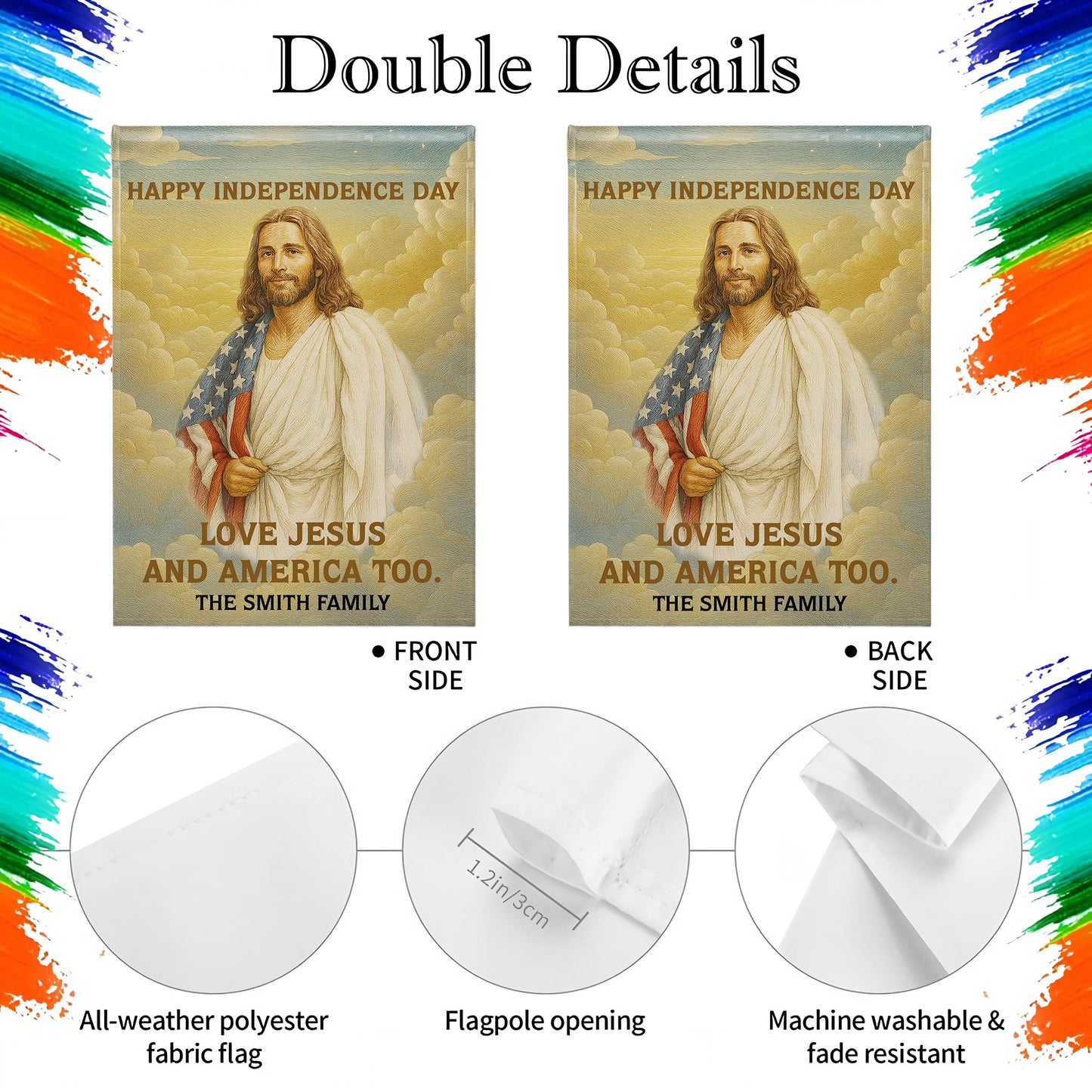 Happy Independence Day, Love Jesus And America Too, Jesus And American Flag