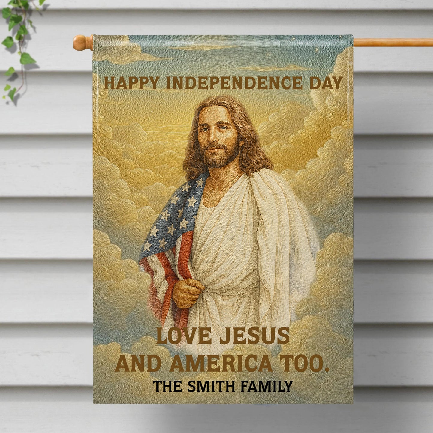 Happy Independence Day, Love Jesus And America Too, Jesus And American Flag