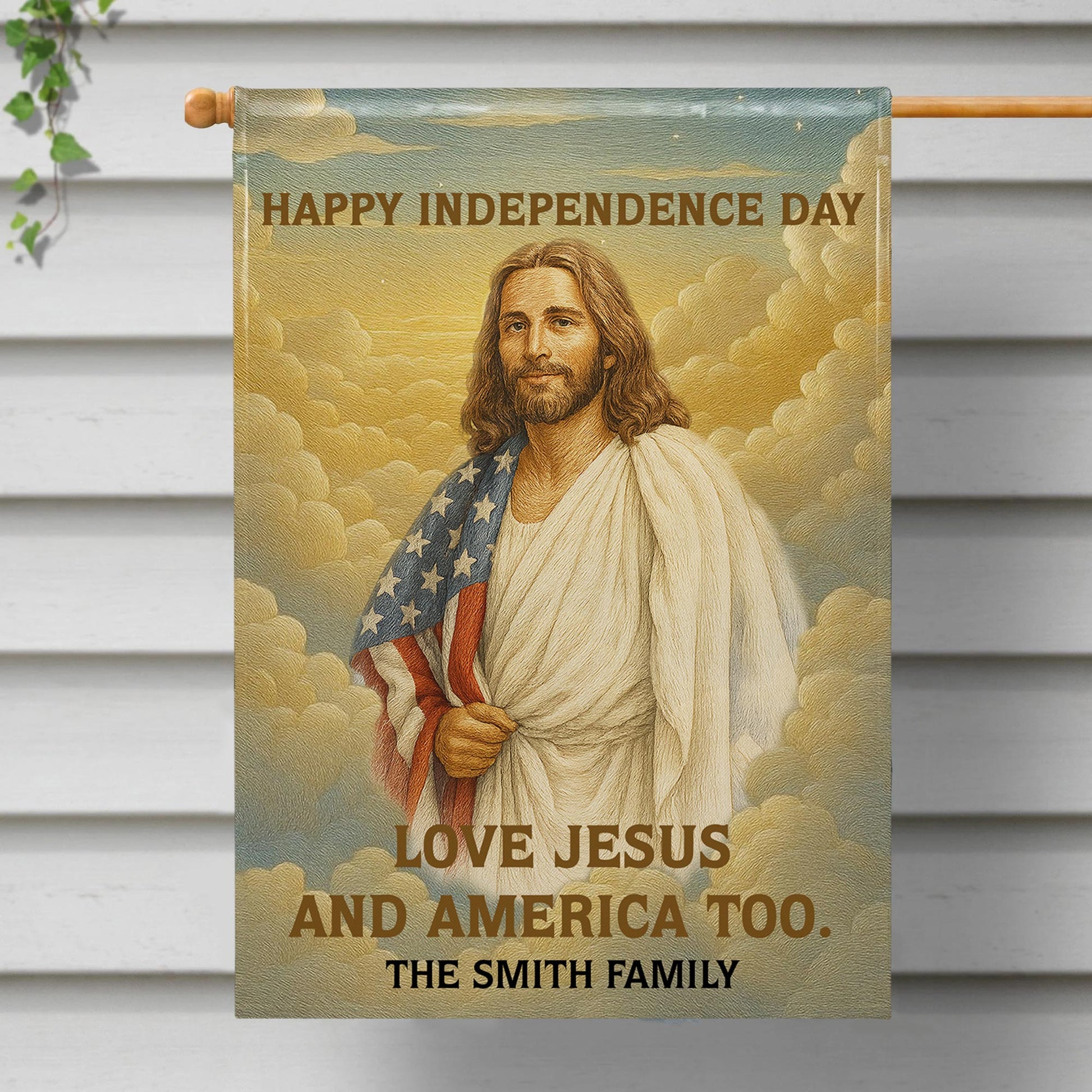 Happy Independence Day, Love Jesus And America Too, Jesus And American Flag