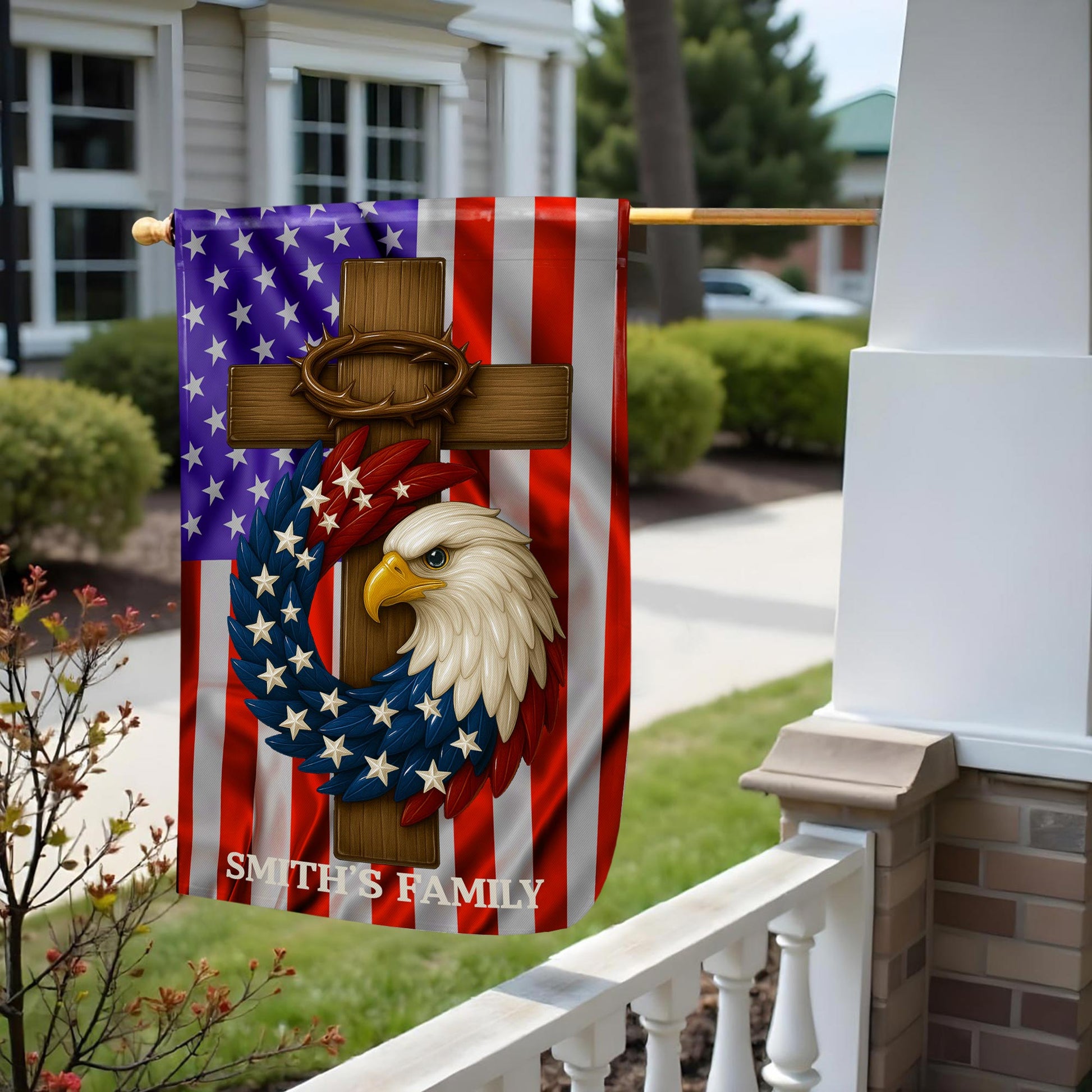 Smith's Family, American Flag, Eagle and Cross