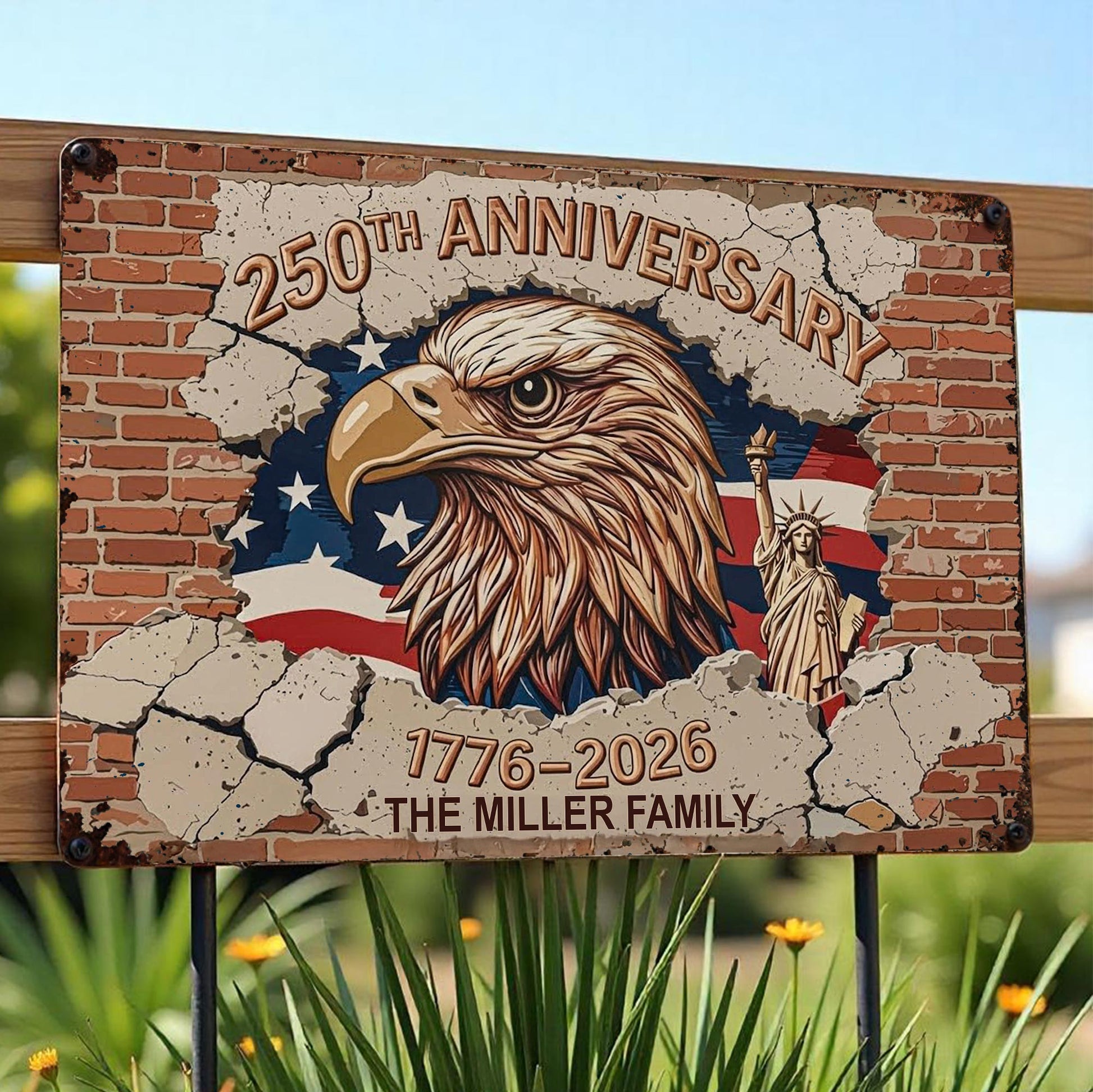 250th Anniversary Celebrating With Eagle And American Flag