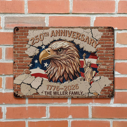 250th Anniversary Celebrating With Eagle And American Flag