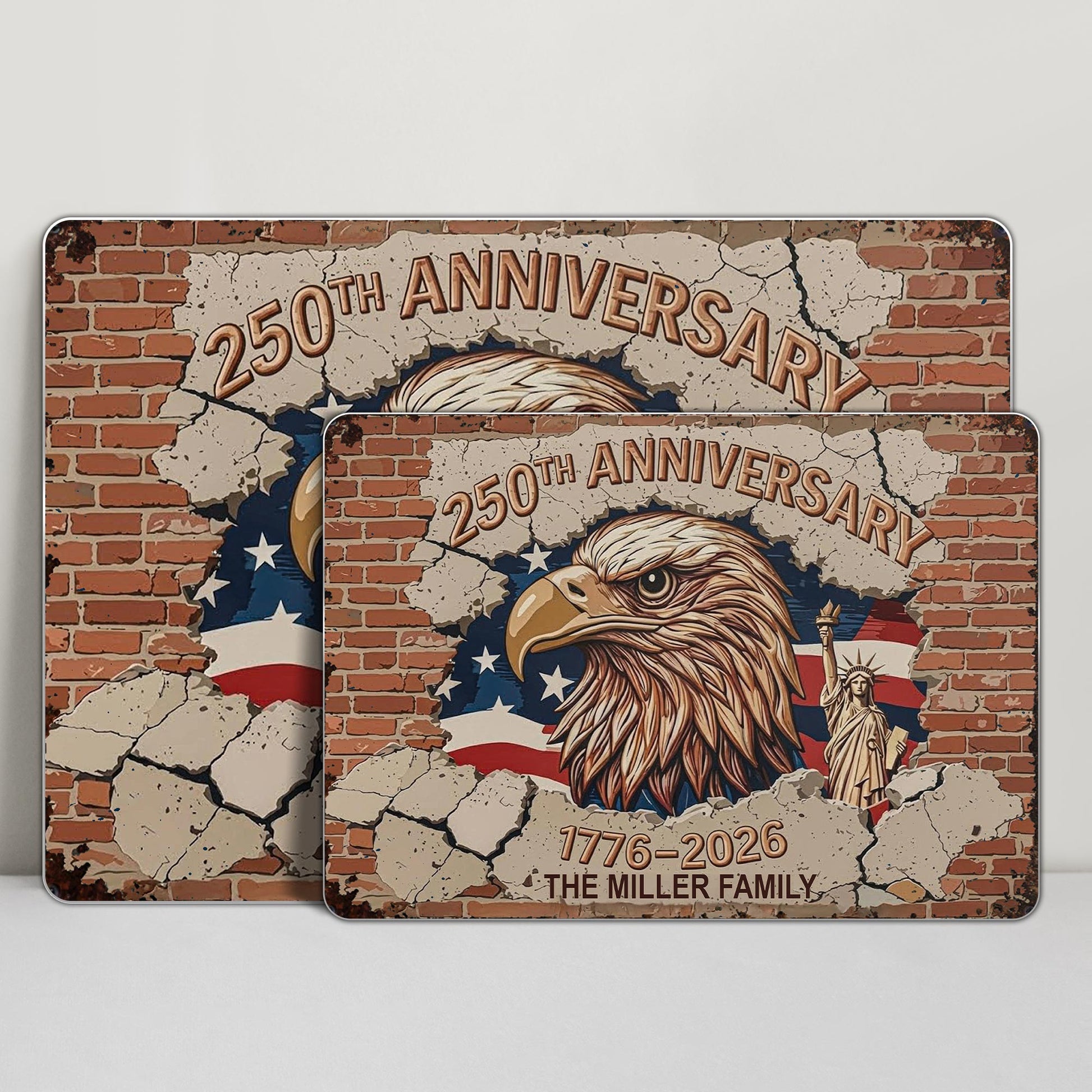 250th Anniversary Celebrating With Eagle And American Flag