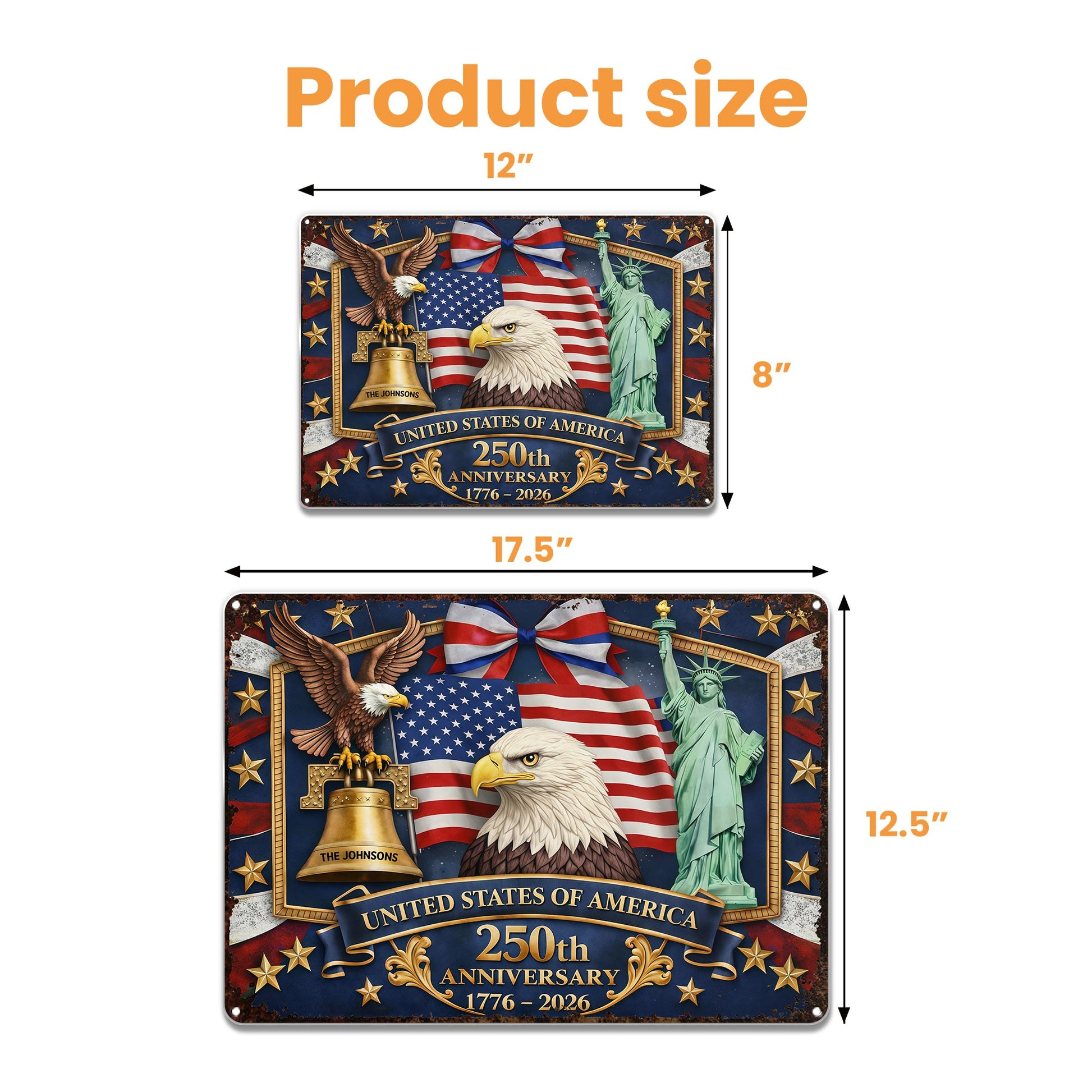 United States Of America Anniversary Bald Eagle Flag And Statue Of Liberty