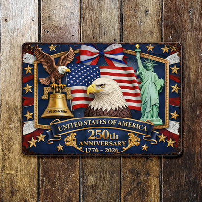 United States Of America Anniversary Bald Eagle Flag And Statue Of Liberty