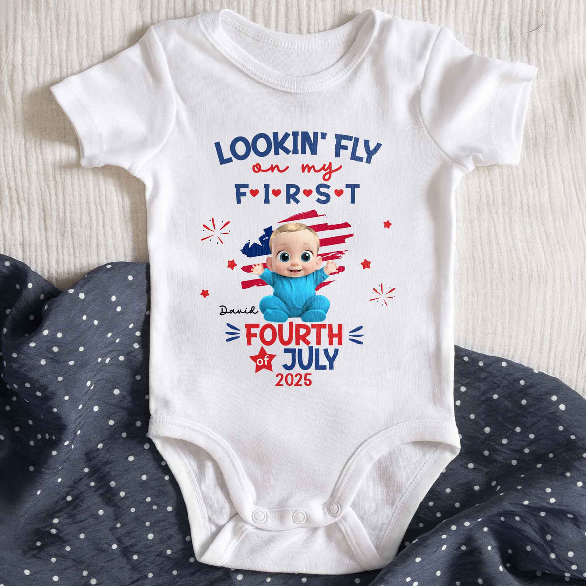 Lookin' Fly On My First Fourth Of July Baby Onesie, Gift For New ...