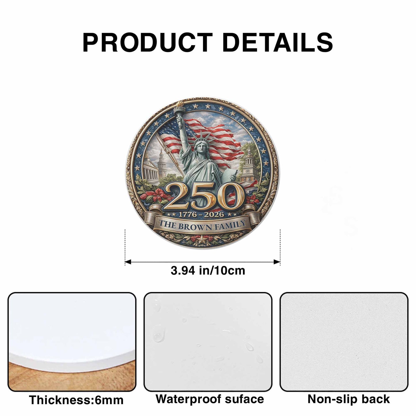 The Family Statue Of Liberty With American Flag And Stars