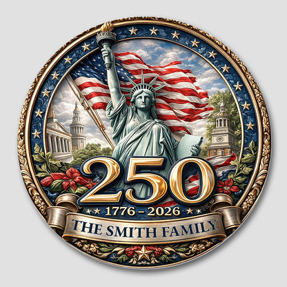 The Family Statue Of Liberty With American Flag And Stars