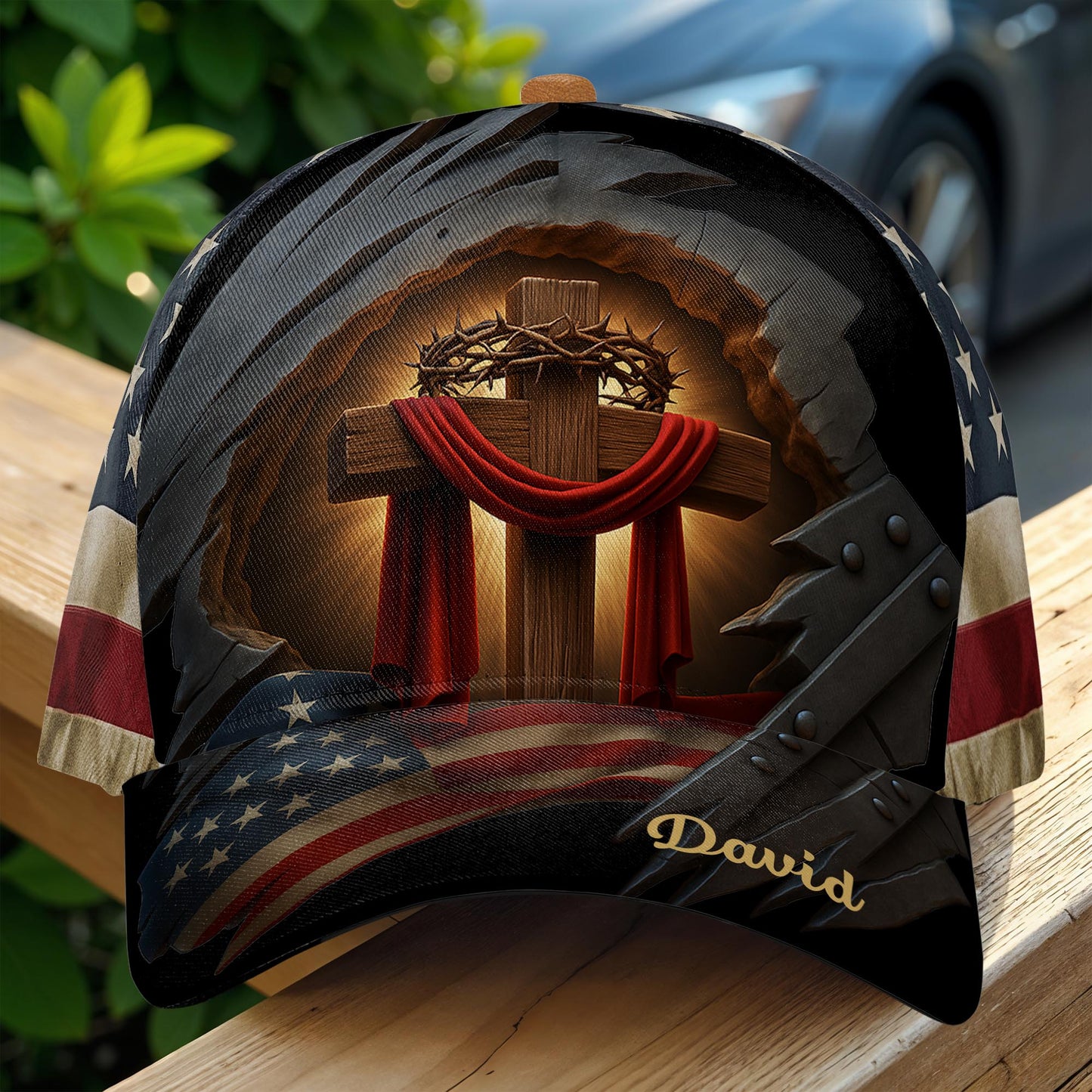 Celebrate Faith And Patriotism, Crown Of Thorns And American Flag