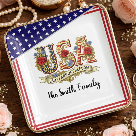 250 Years Of Freedom With Flag And Flowers