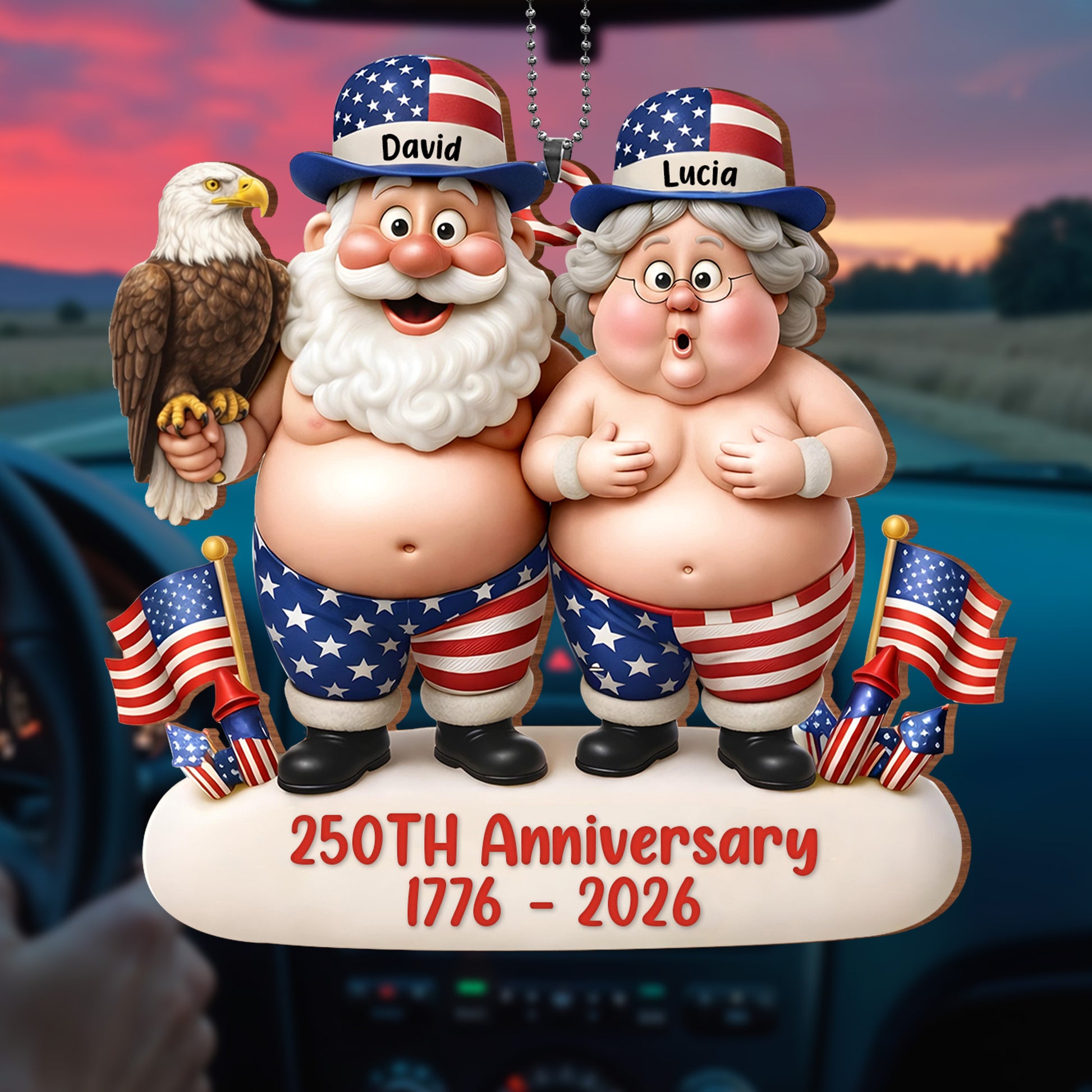 Celebrating Our Freedom And Anniversary With American Flags And Eagle