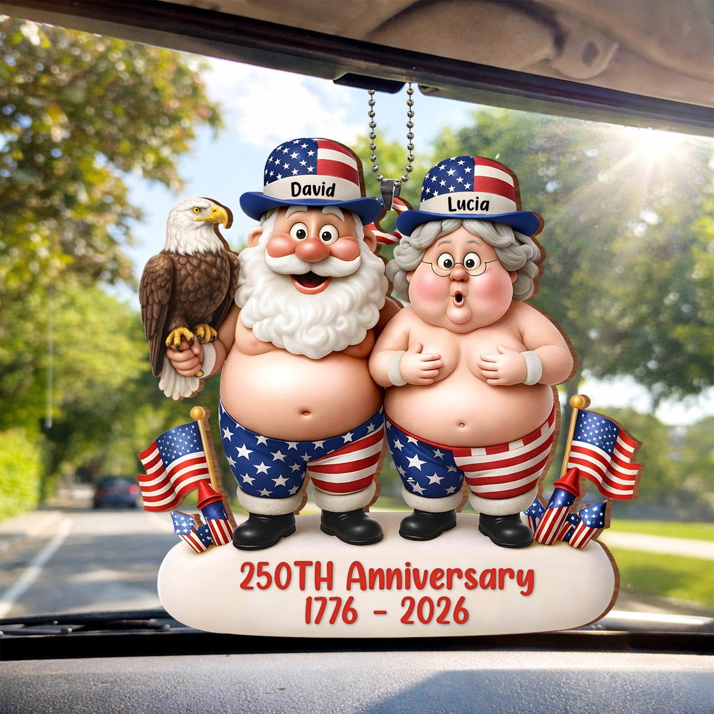 Celebrating Our Freedom And Anniversary With American Flags And Eagle