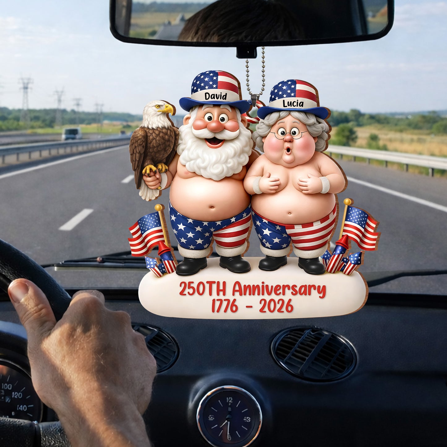 Celebrating Our Freedom And Anniversary With American Flags And Eagle