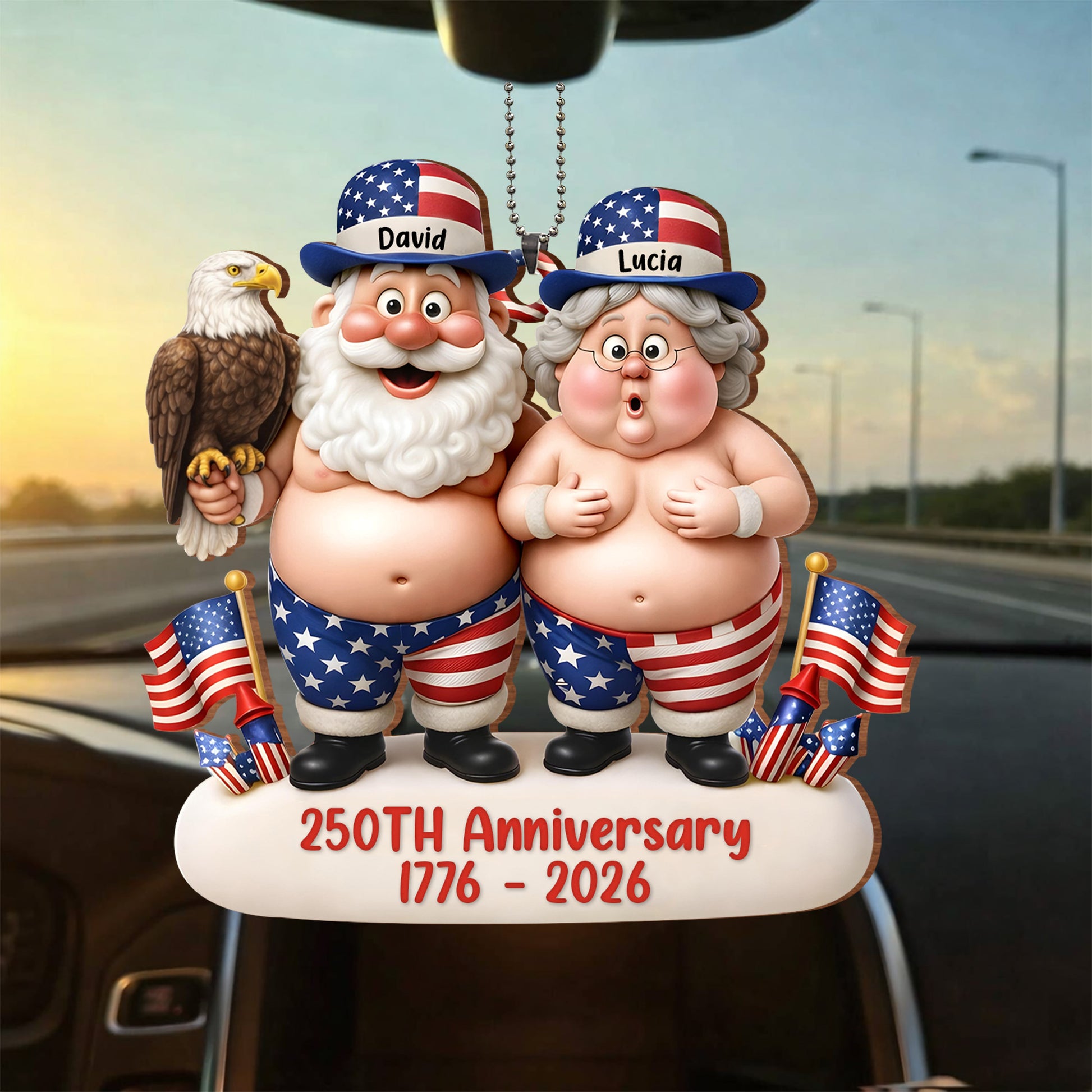 Celebrating Our Freedom And Anniversary With American Flags And Eagle