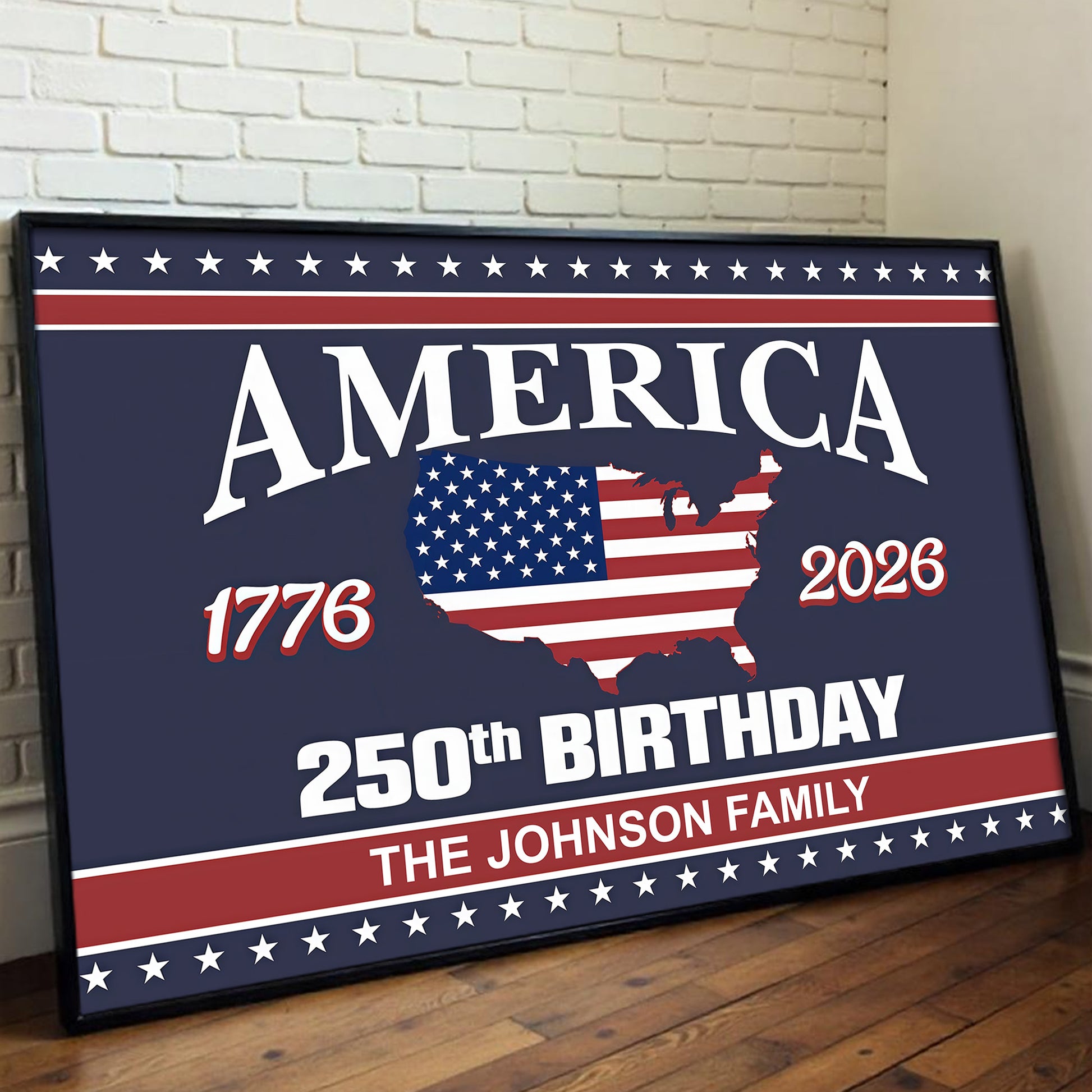 America 1776, 2026, 250th Birthday With American Flag and Map