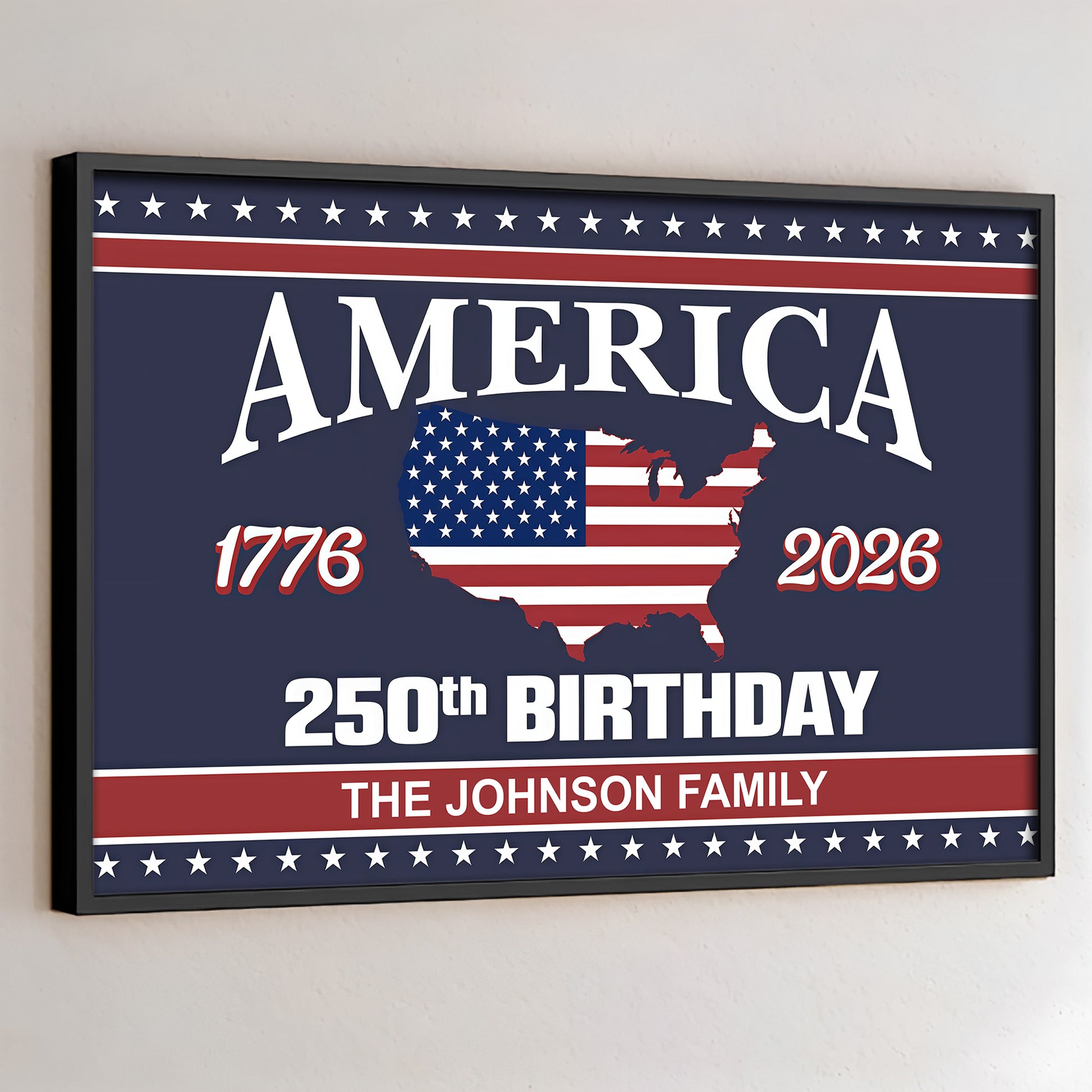 America 1776, 2026, 250th Birthday With American Flag and Map