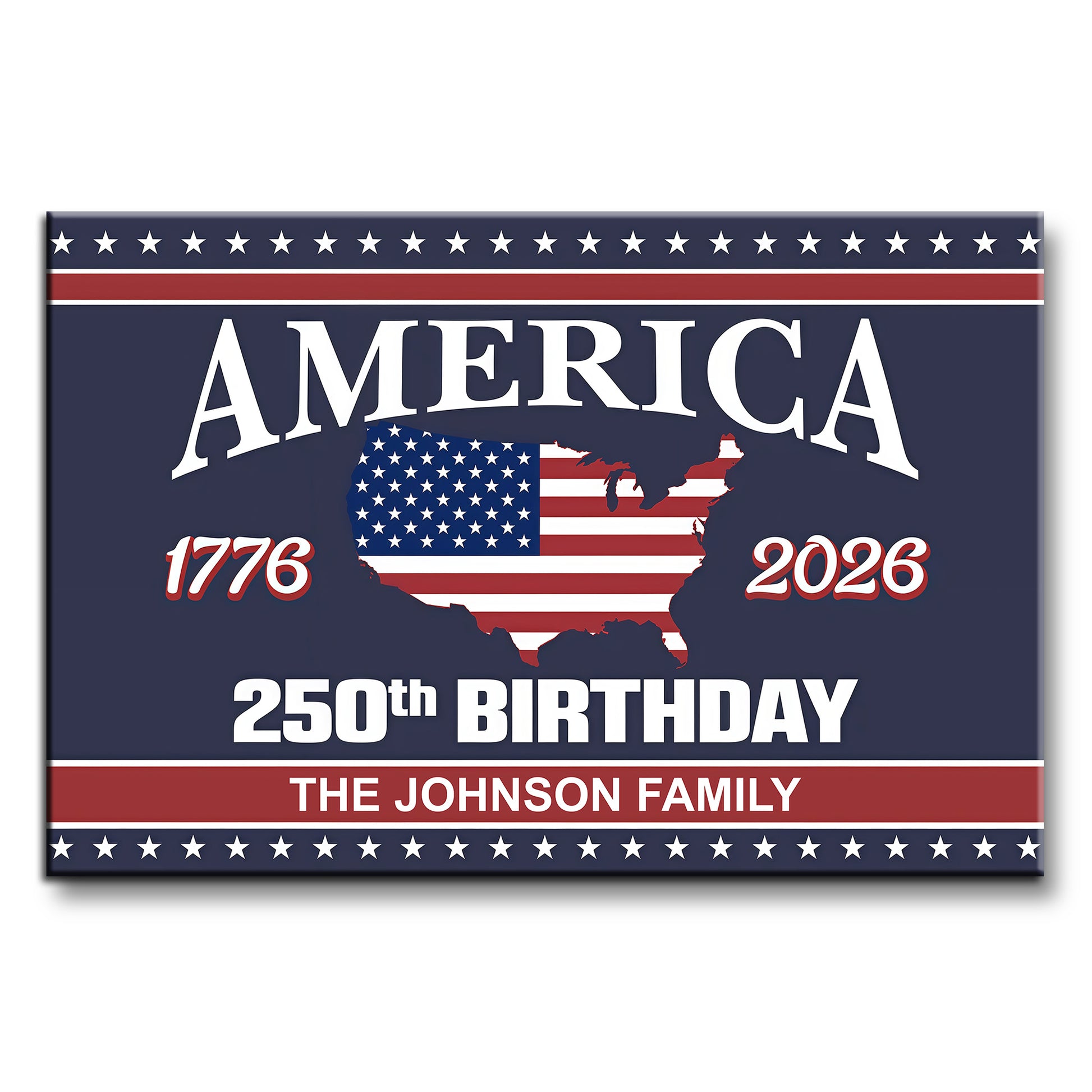 America 1776, 2026, 250th Birthday With American Flag and Map