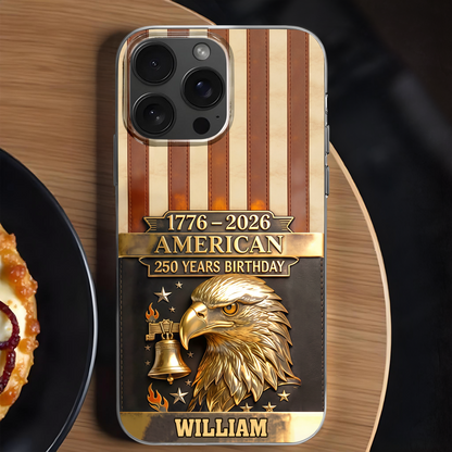 American 250 Years Birthday With Eagle and Liberty Bell - Personalized Clear Phone Case - INDE037_PHC