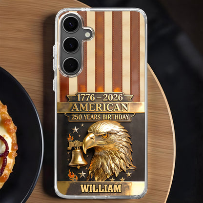American 250 Years Birthday With Eagle and Liberty Bell - Personalized Clear Phone Case - INDE037_PHC